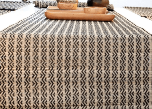 Handmade Dining Table Mats and Table Runner in Black (Set of 6/4) | Eco Friendly Tableware Sustainably Handwoven from Natural Grass - Image 2